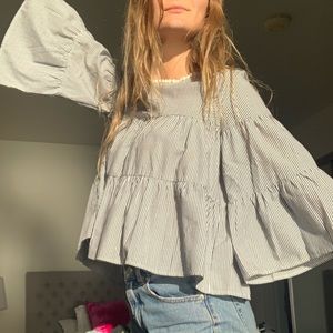 PINSTRIPED FLOWY BLOUSE ⚓️💙